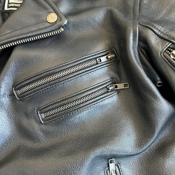 River Road Men’s Caliber Lined Motorcycle Jacket Sz 42 Black Leather Elbow Pad - Picture 4 of 13
